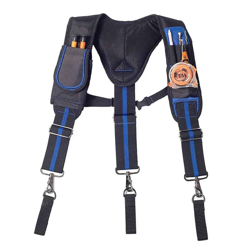 3 Point Padded Tool Belt Suspenders for Men,Heavy Duty Construction Suspenders with Tool Belt Loops