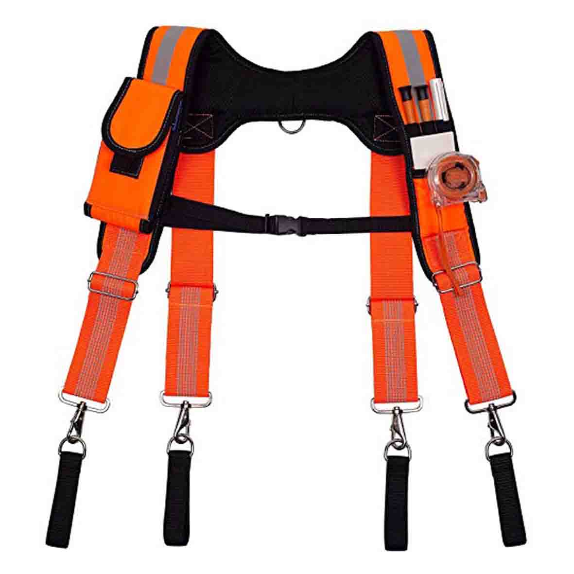 Reflective Tool Belt Suspenders Padded Heavy Duty Work Suspenders for Carpenter Electrician Work