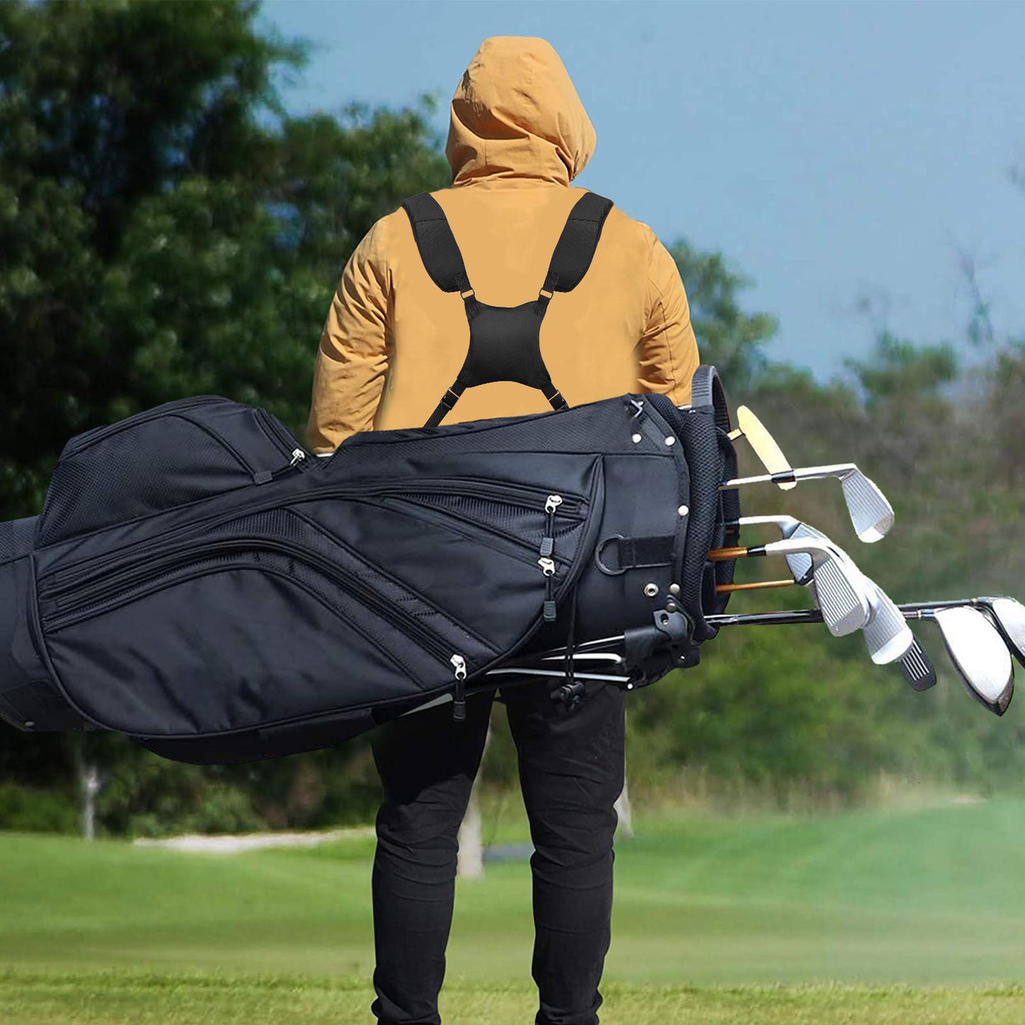 Golf Bag Strap Padded Adjustable Straps Universal Replacement with Shoulder Strap Golf Bag Accessories