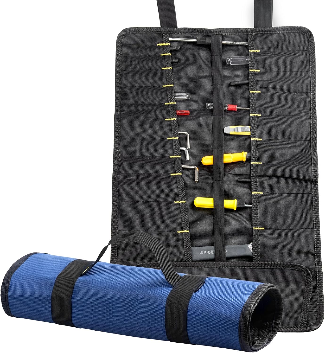 22 pocket Tool Roll Bag Canvas Wrench Roll Up Pouch Screwdriver Pliers Roller Compartments Organizers Tool Roll Organizer For Mechanic,Electrician