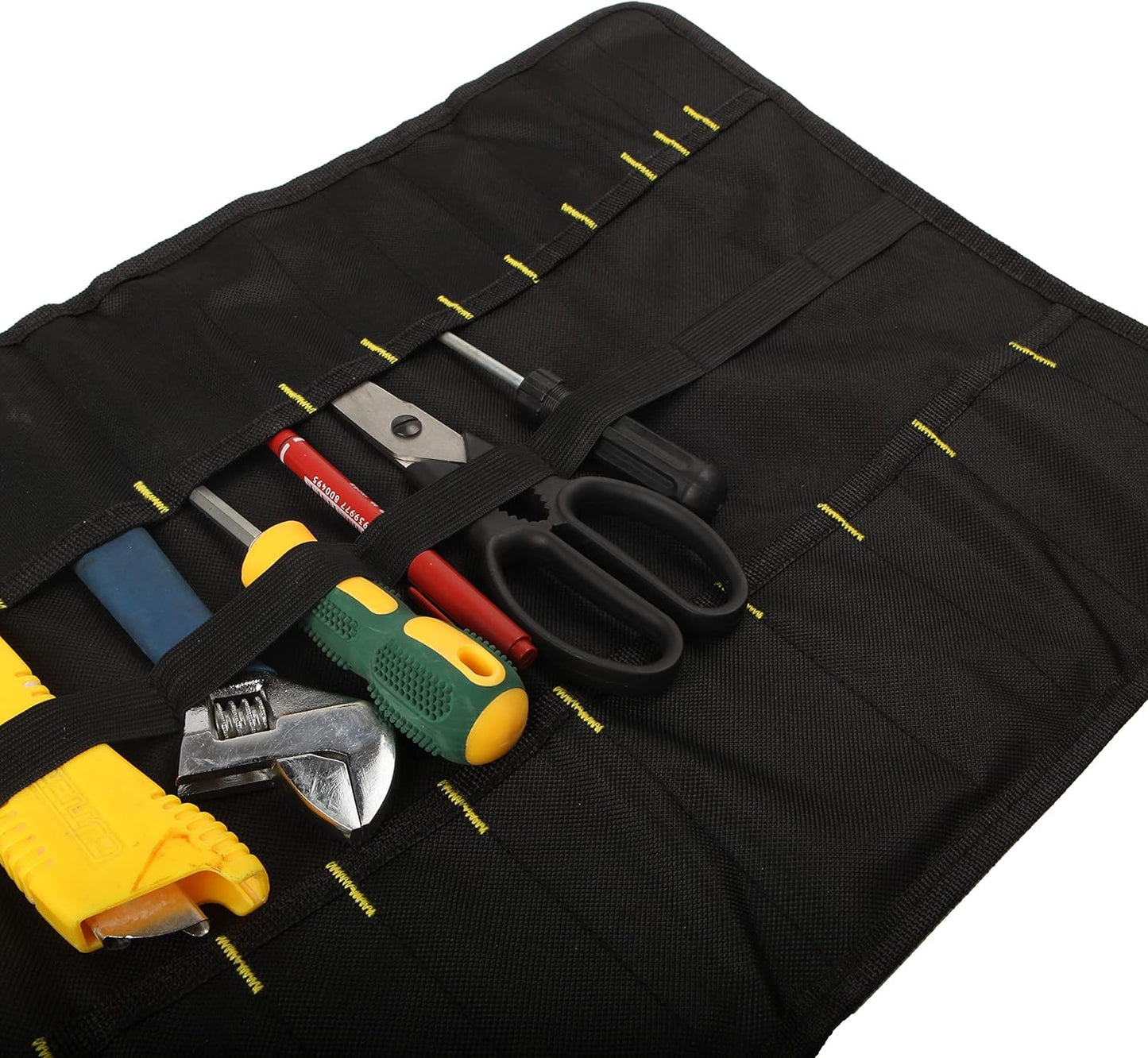 22 pocket Tool Roll Bag Canvas Wrench Roll Up Pouch Screwdriver Pliers Roller Compartments Organizers Tool Roll Organizer For Mechanic,Electrician