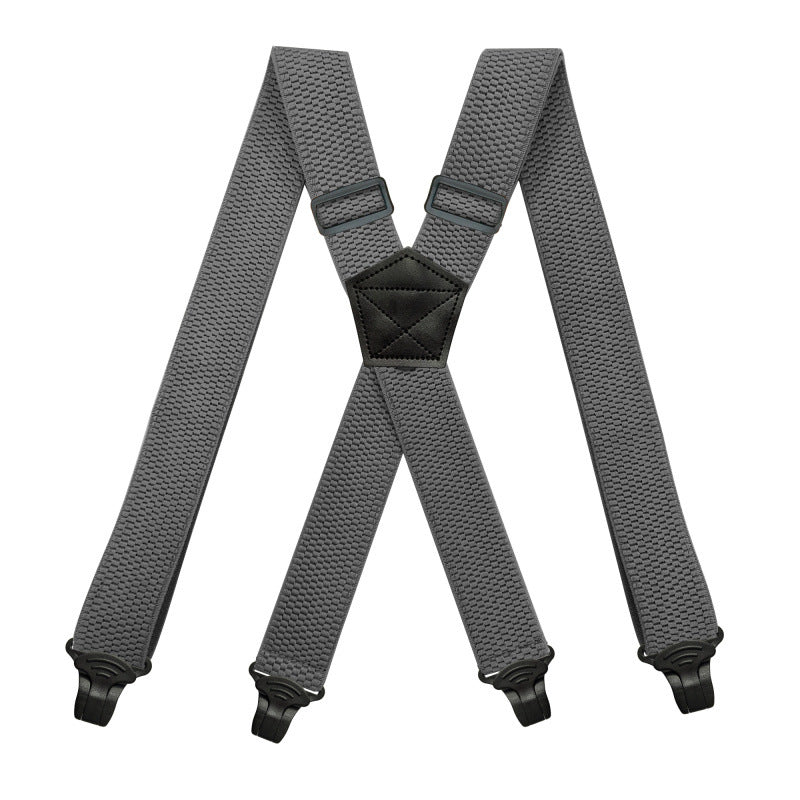 Work Suspenders for Men 3.8 cm Wide with 4 Plastic Gripper Clasps Adjustable Elastic Trouser Pants Braces