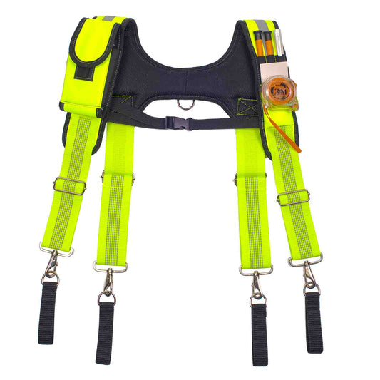 Reflective Tool Belt Suspenders Padded Heavy Duty Work Suspenders for Carpenter Electrician Work