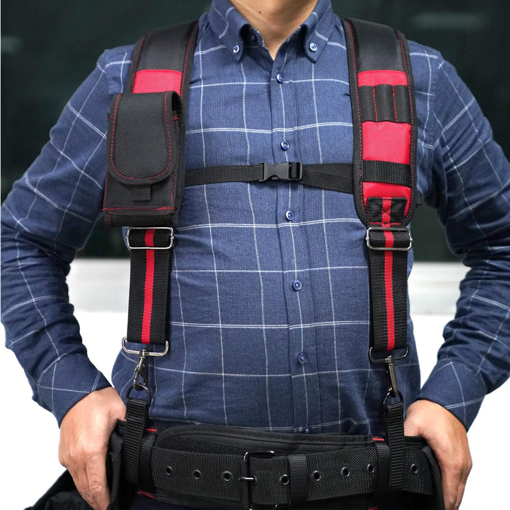 Tool Belt Suspenders Construction Work Suspenders with detachable phone holder comfortable foam shoulder pad