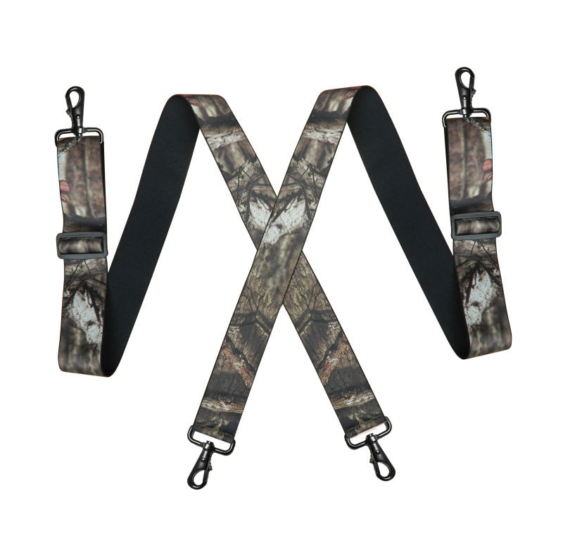 Camo Suspenders Camouflage Men Work Suspenders X-Type 4 Hooks Adjustable Men  Elastic 2 inch Wide Braces