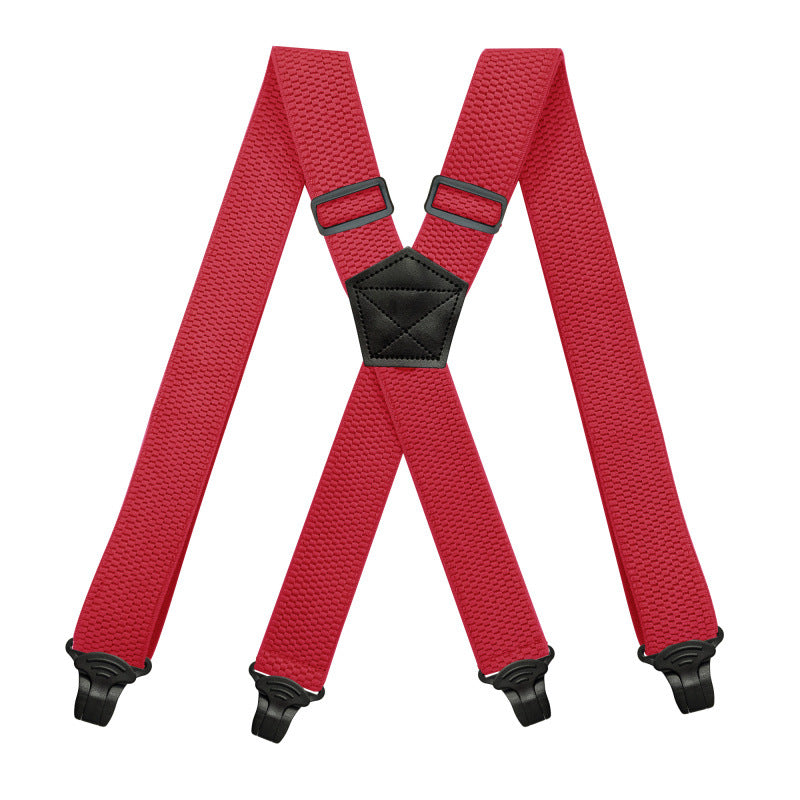 Work Suspenders for Men 3.8 cm Wide with 4 Plastic Gripper Clasps Adjustable Elastic Trouser Pants Braces