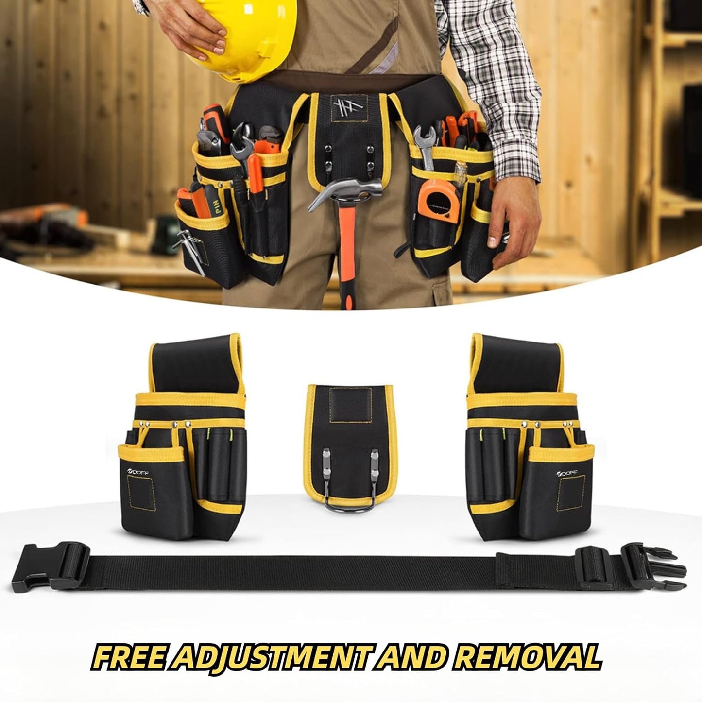 Tool Belt, Magnetic Tool Pouch, Men's Heavy Duty Padded Tool Belt, 26 Pockets, Removable and Adjustable Tool Pockets, Electrician, Carpenter, Construction, Work Apron, Utility Belt