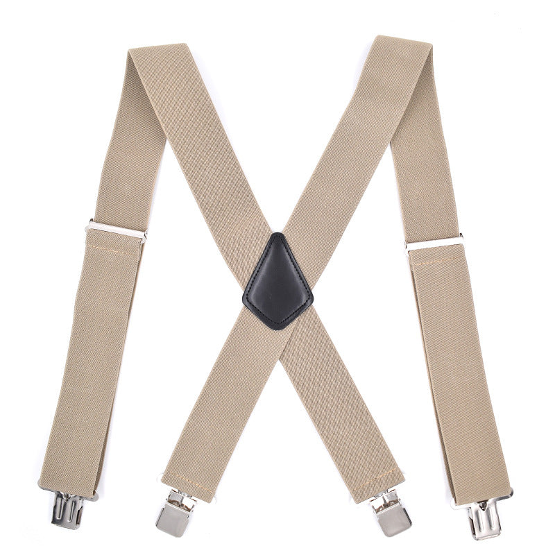 Heavy Duty Work Suspenders for Men, 2 Inch Wide Adjustable Elastic X Back Suspender
