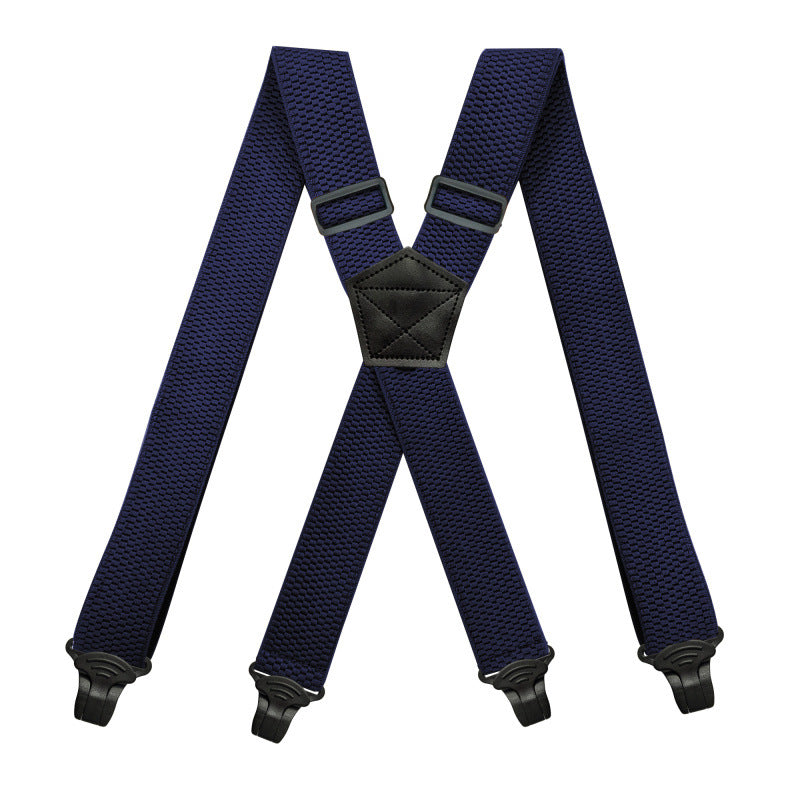 Work Suspenders for Men 3.8 cm Wide with 4 Plastic Gripper Clasps Adjustable Elastic Trouser Pants Braces