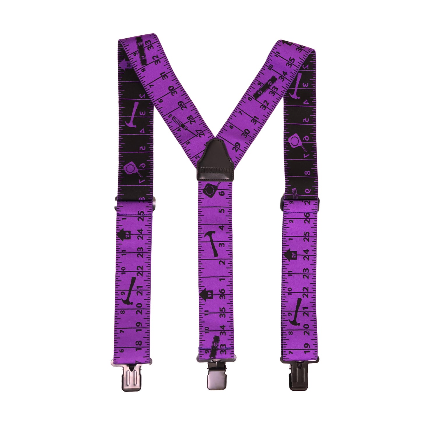 Ruler Print Men Work Suspenders 2 Inch Wide Elastic Y Back Suspenders for Men Heavy Duty Suspender with Strong Clip
