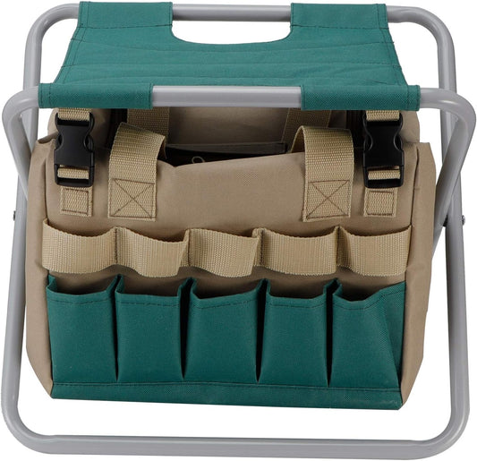 Multifunctional Portable Folding Garden Stool with Tool Bag for Outdoor Camping Supplies
