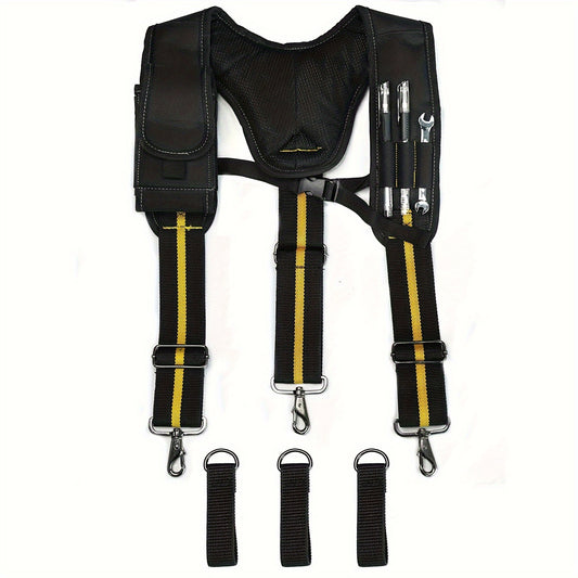 3 Point Padded Tool Belt Suspenders for Men,Heavy Duty Construction Suspenders with Tool Belt Loops