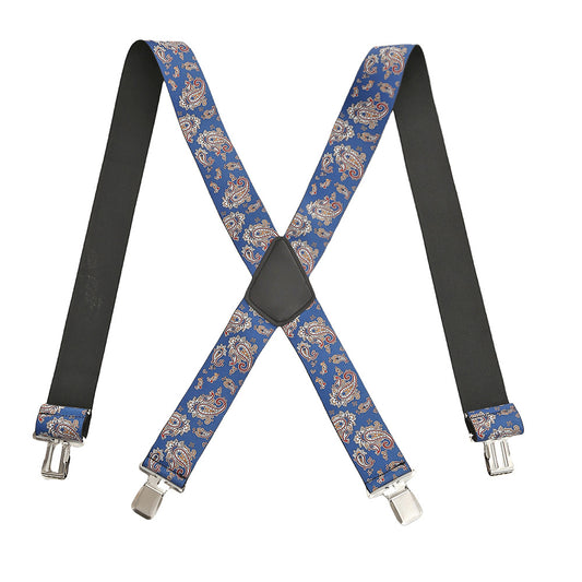5 cm Heavy Duty Men Braces with 4 strong clips, Vintage Braces for Men Heavy Duty, X Shape Braces for Trousers Adjustable Elastic Work Braces